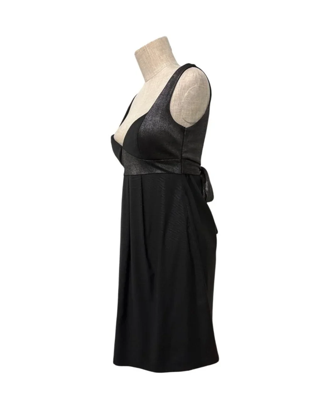 Max Rave Black Metallic Silver Empire Waist Dress With Tie-Back Design Size S - Picture 5 of 11